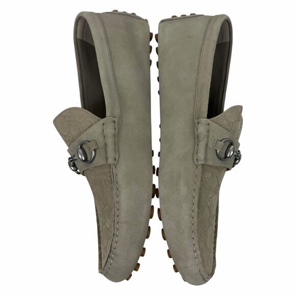 Gucci Byorn Guccisima Horsebit Suede Driver Loafer Oatmeal Size 11.5 main image 5